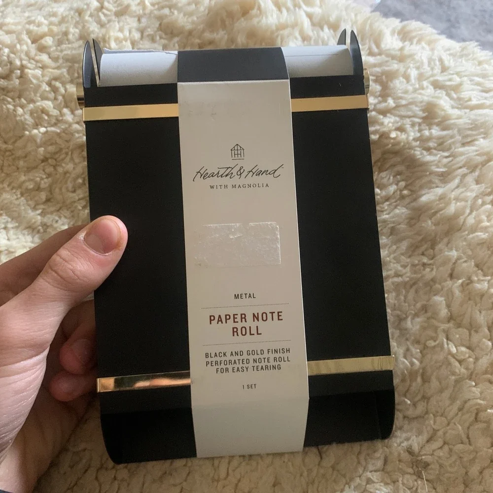 Hearth & Hand With Magnolia Metal Paper Note Roll With Black and Gold Finish